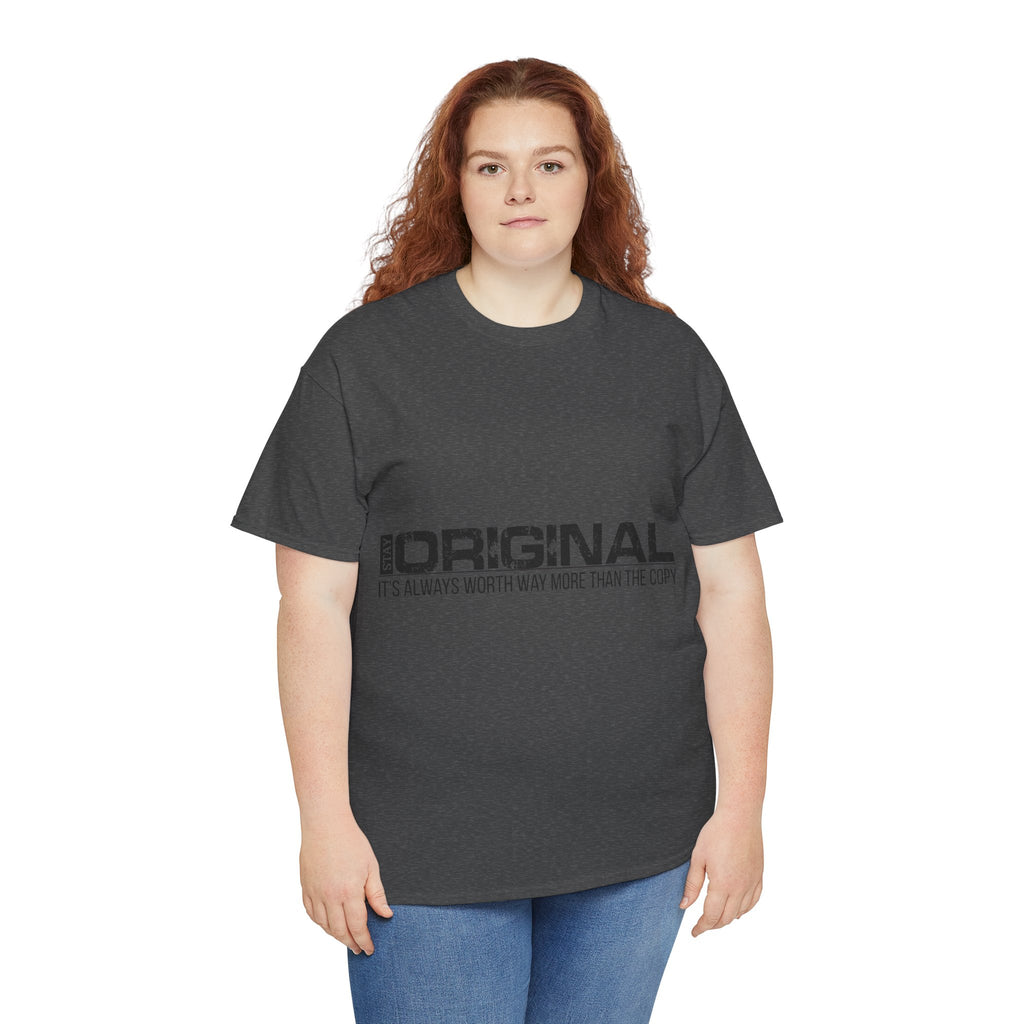 STAY SILENT Minimalist Tee — Vertical Text Black Unisex Cotton Tee