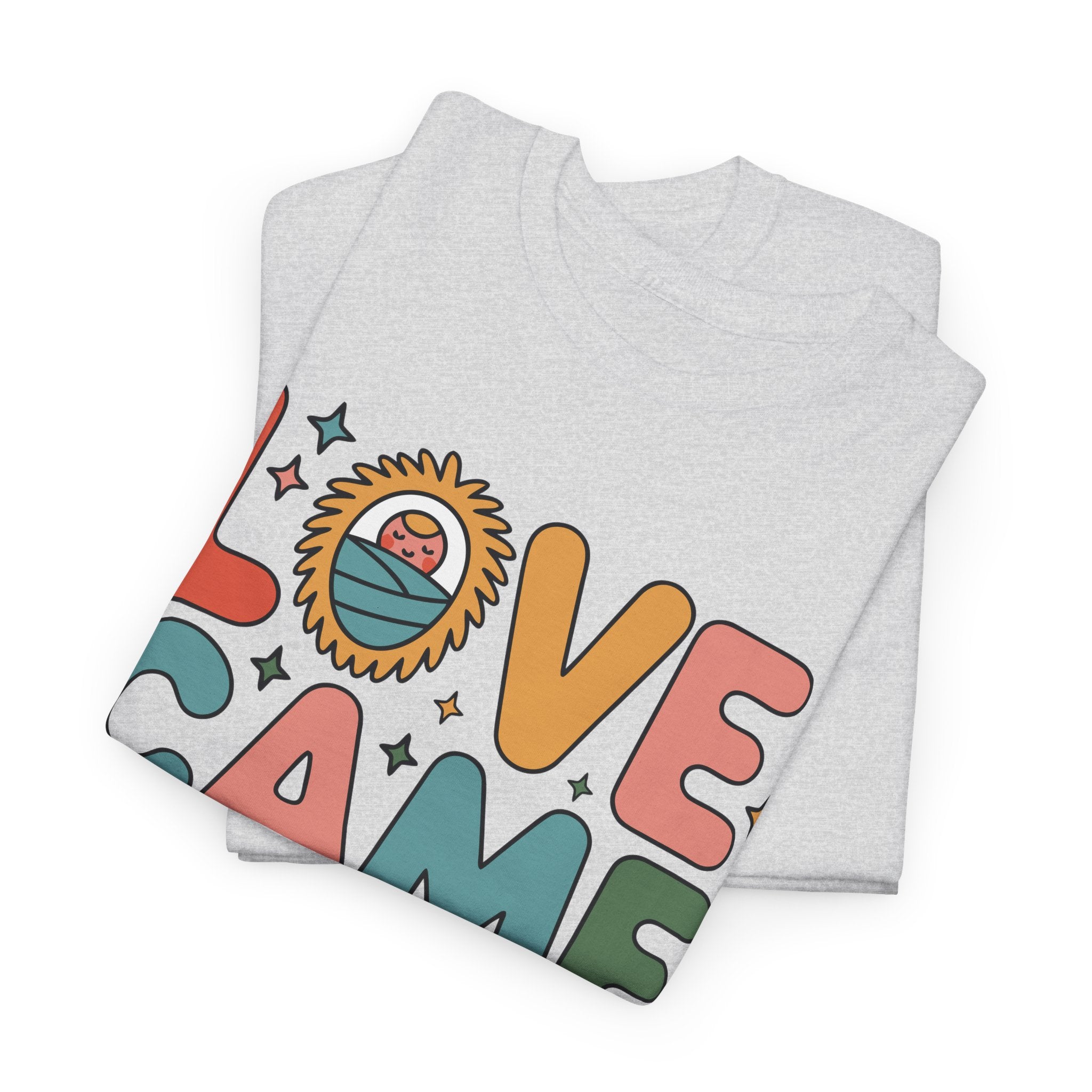 Love Came Down Christmas Tee — Baby Jesus Manger Angel (Luke 2:11)..Unisex Cotton Tee