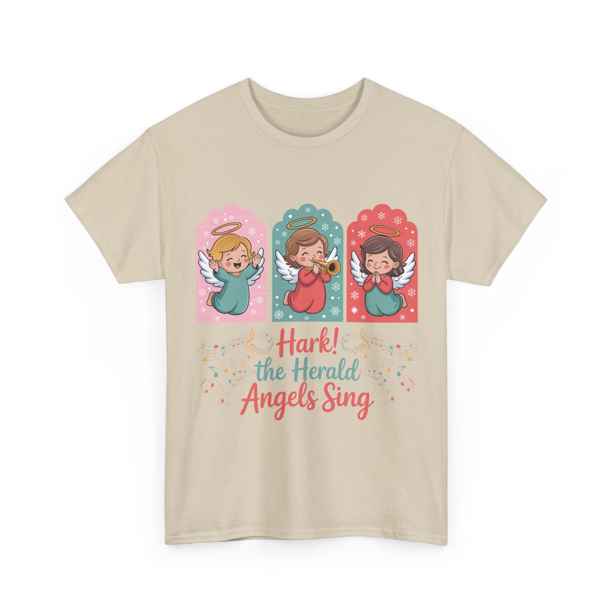 Hark! The Herald Angels Sing Tee — Three Singing Angels Christmas Unisex Cotton T-Shirt