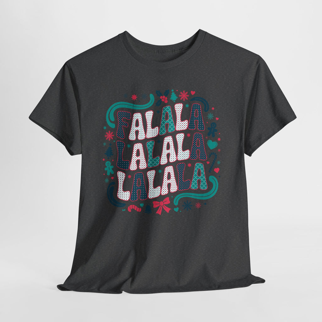 Fa La La La La Christmas T-Shirt — Festive Candy Cane & Gingerbread Holiday Unisex Cotton Tee