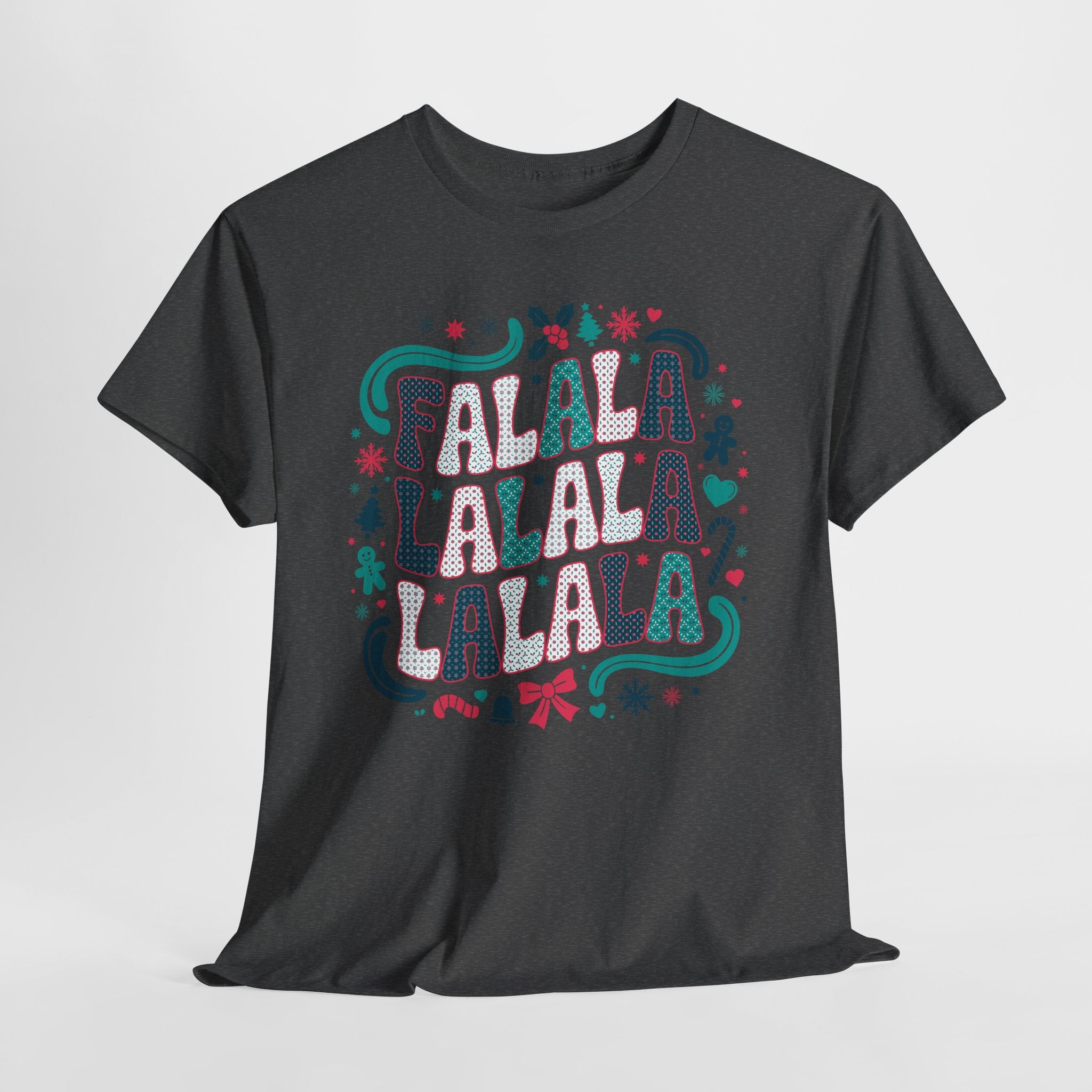 Fa La La La La Christmas T-Shirt — Festive Candy Cane & Gingerbread Holiday Unisex Cotton Tee
