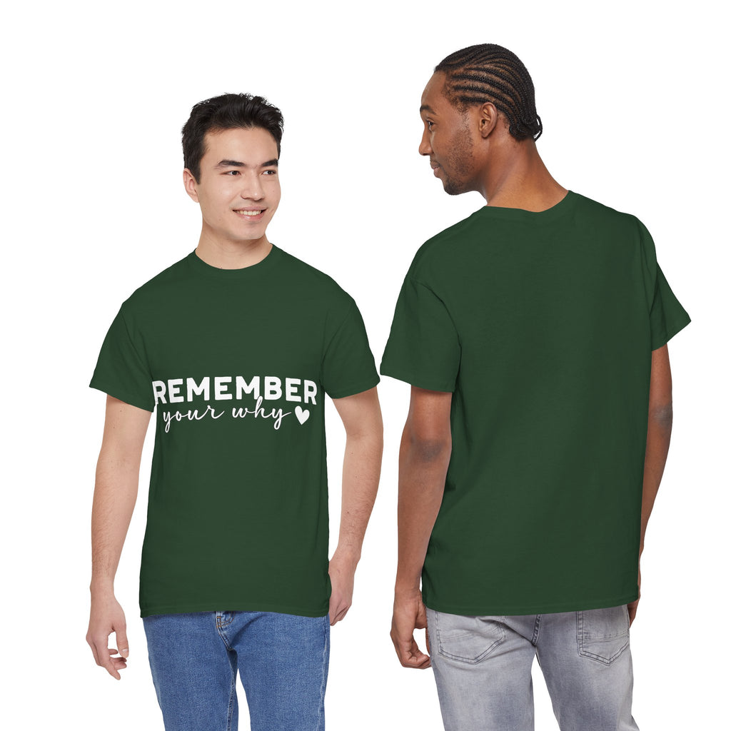 Remember Your Why Tee — Minimalist Heart Motivational Unisex Cotton Tshirt