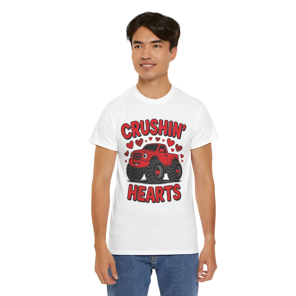 Crushin’ Hearts Valentine Monster Truck Unisex Cotton Tee