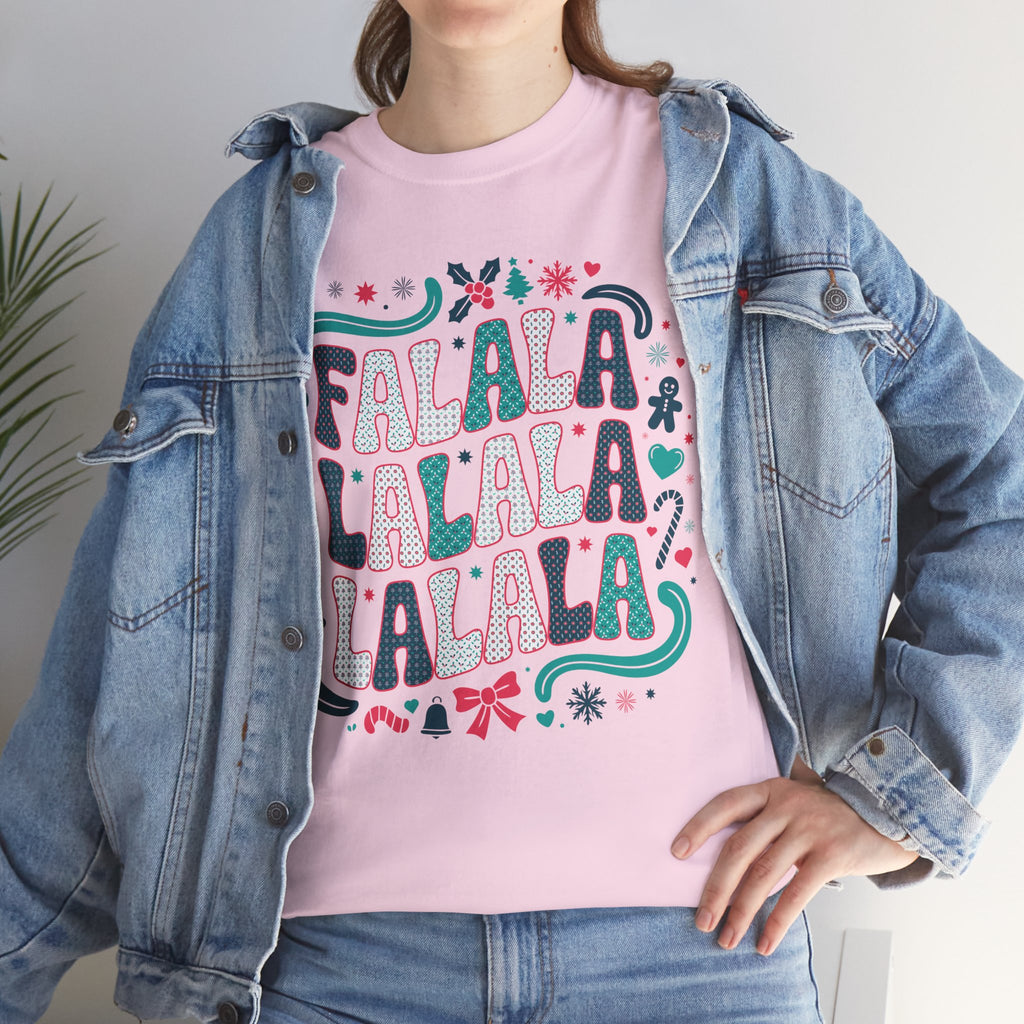 Fa La La La La Christmas T-Shirt — Festive Candy Cane & Gingerbread Holiday Unisex Cotton Tee