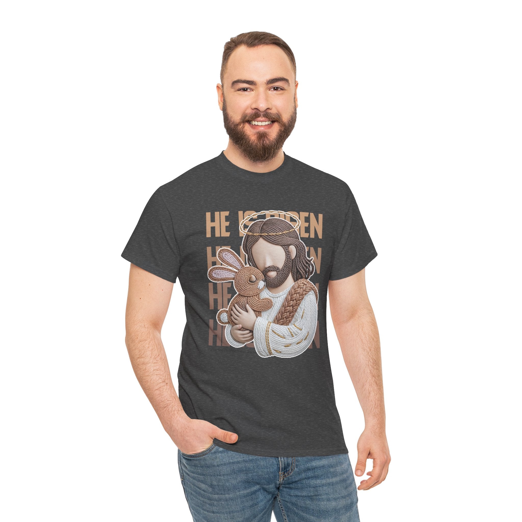 He Is Risen Matthew 28:6 Jesus With Lamb Unisex Cotton T-Shirt