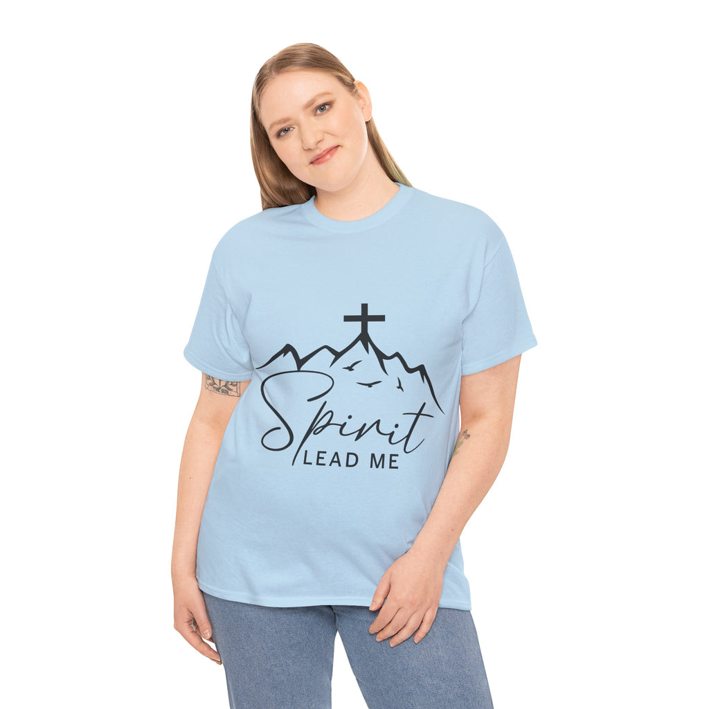 Spirit Lead Me Christian T‑Shirt — Minimalist Cross Unisex Cotton Tee