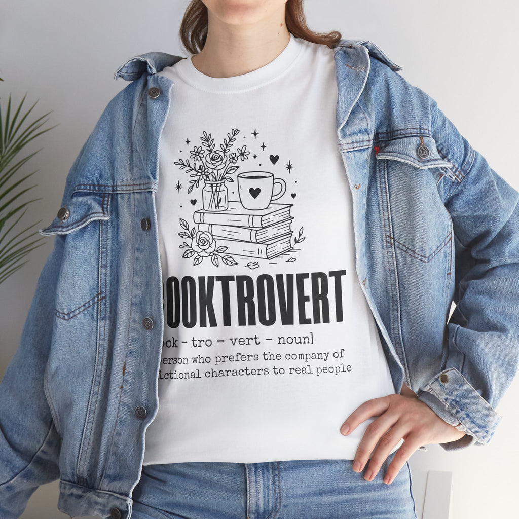 Booktrovert Graphic Tee — "Booktrovert" Definition, Books & Coffee Design Unisex Cotton Tee