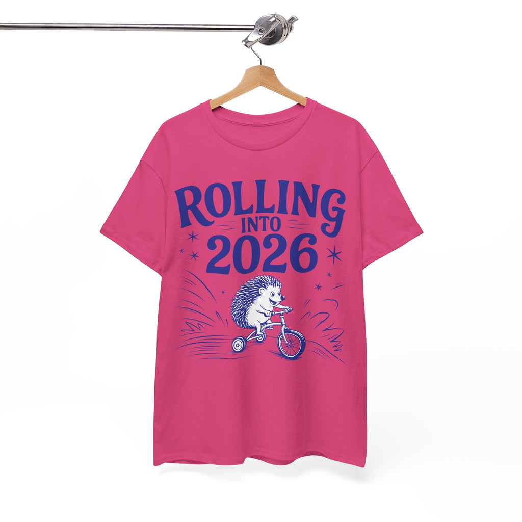Rolling Into 2026 Hedgehog Tricycle Unisex Cotton Tee