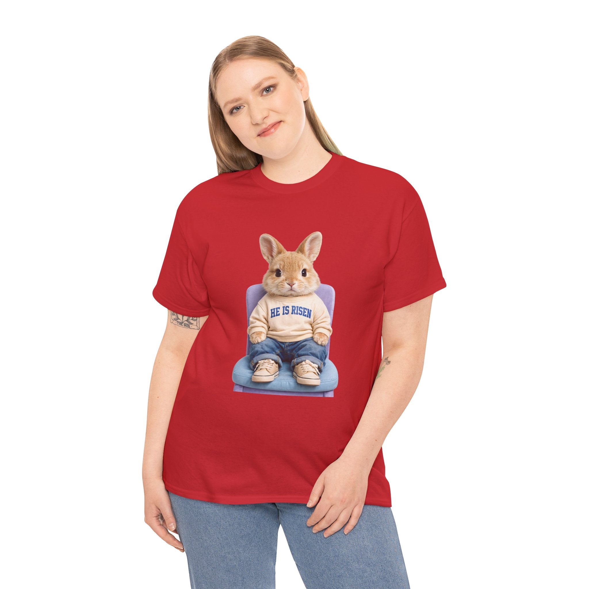 Easter 'He Is Risen' Bunny Unisex Cotton Tee