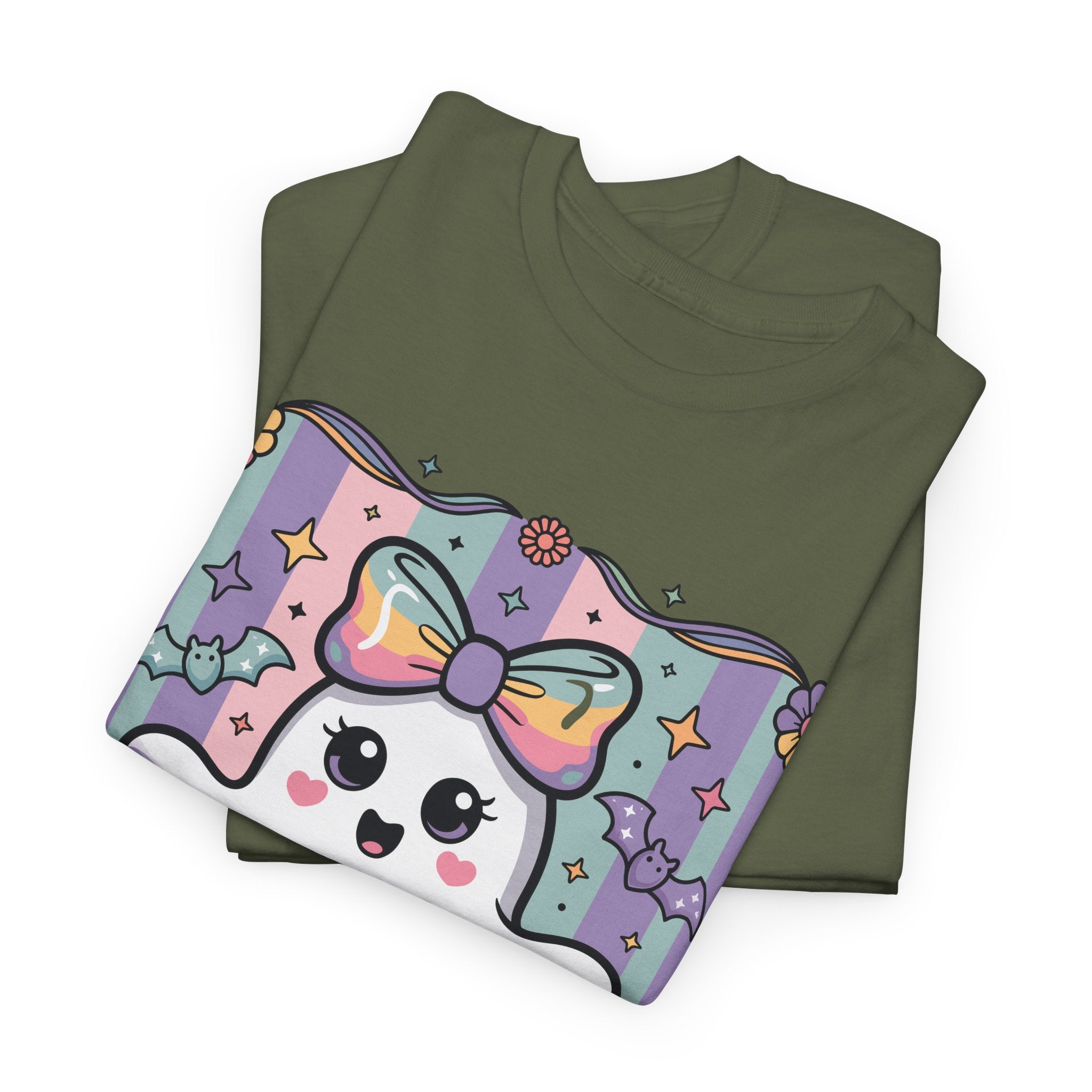 Pastel Ghost Rainbow Bow Unisex Cotton Tee
