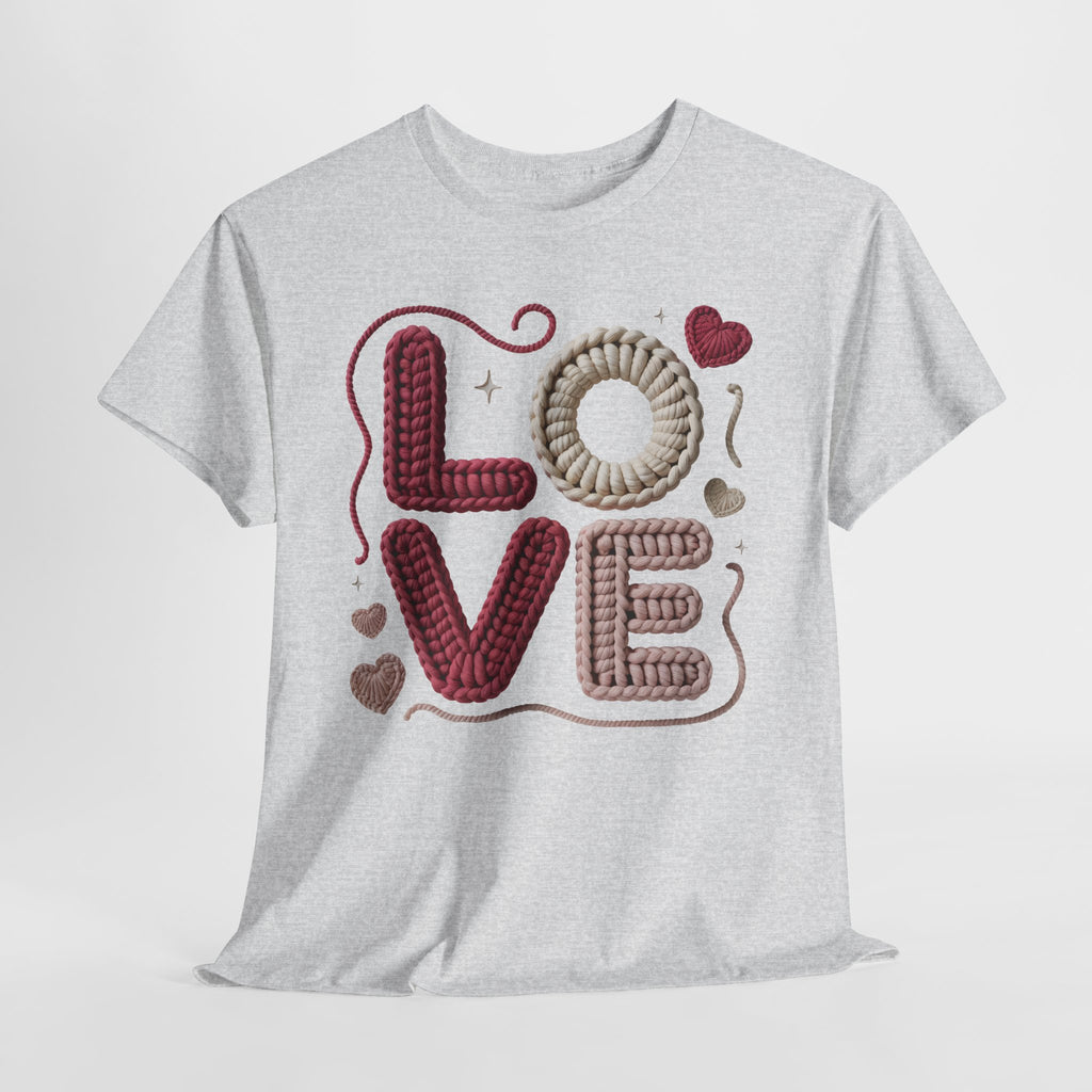 LOVE Faux Yarn Heart Unisex Cotton Tee