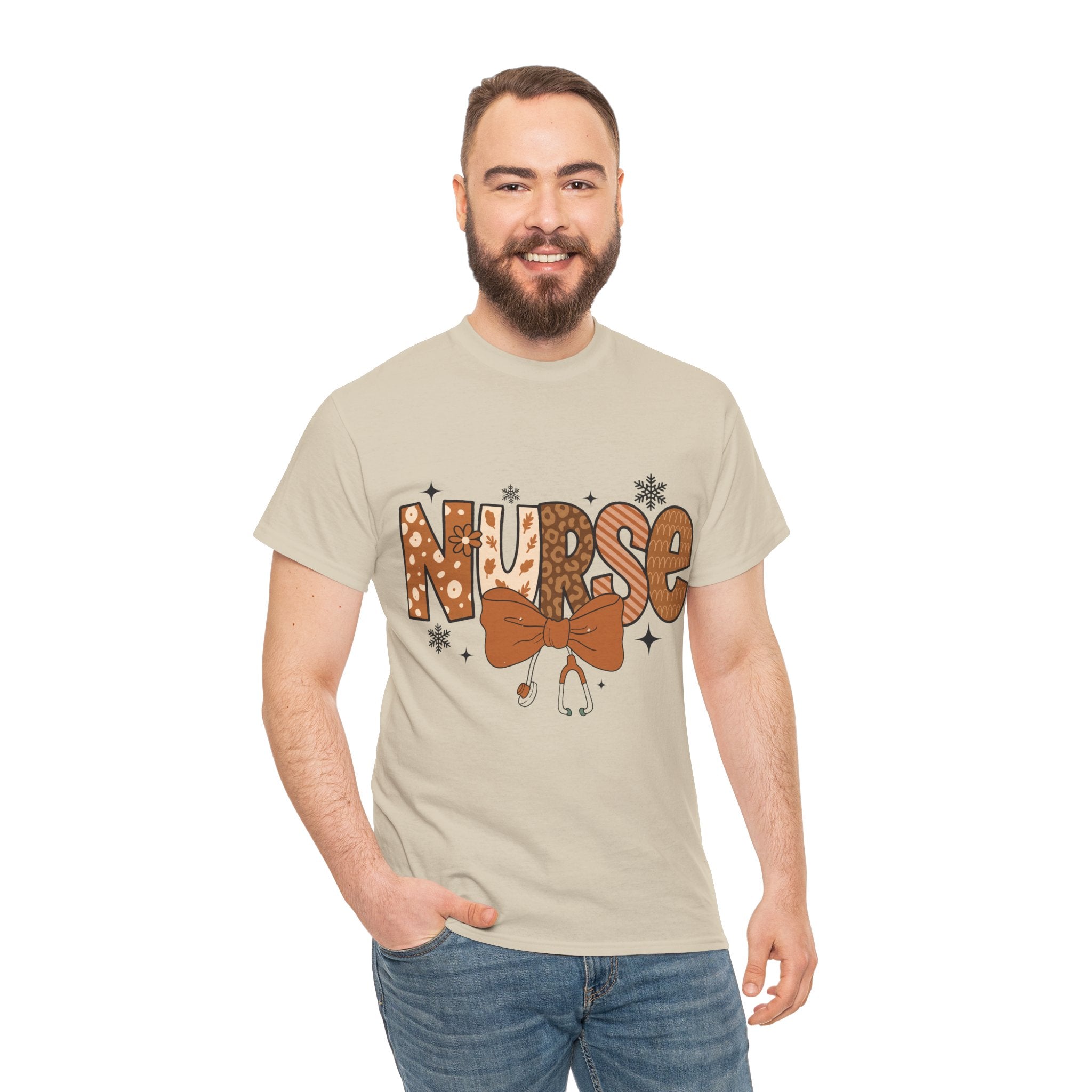 NURSE Fall Stethoscope Tee — Brown Autumn Nurse Unisex CottonT shirt