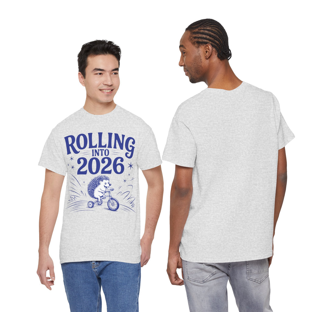 Rolling Into 2026 Hedgehog Tricycle Unisex Cotton Tee
