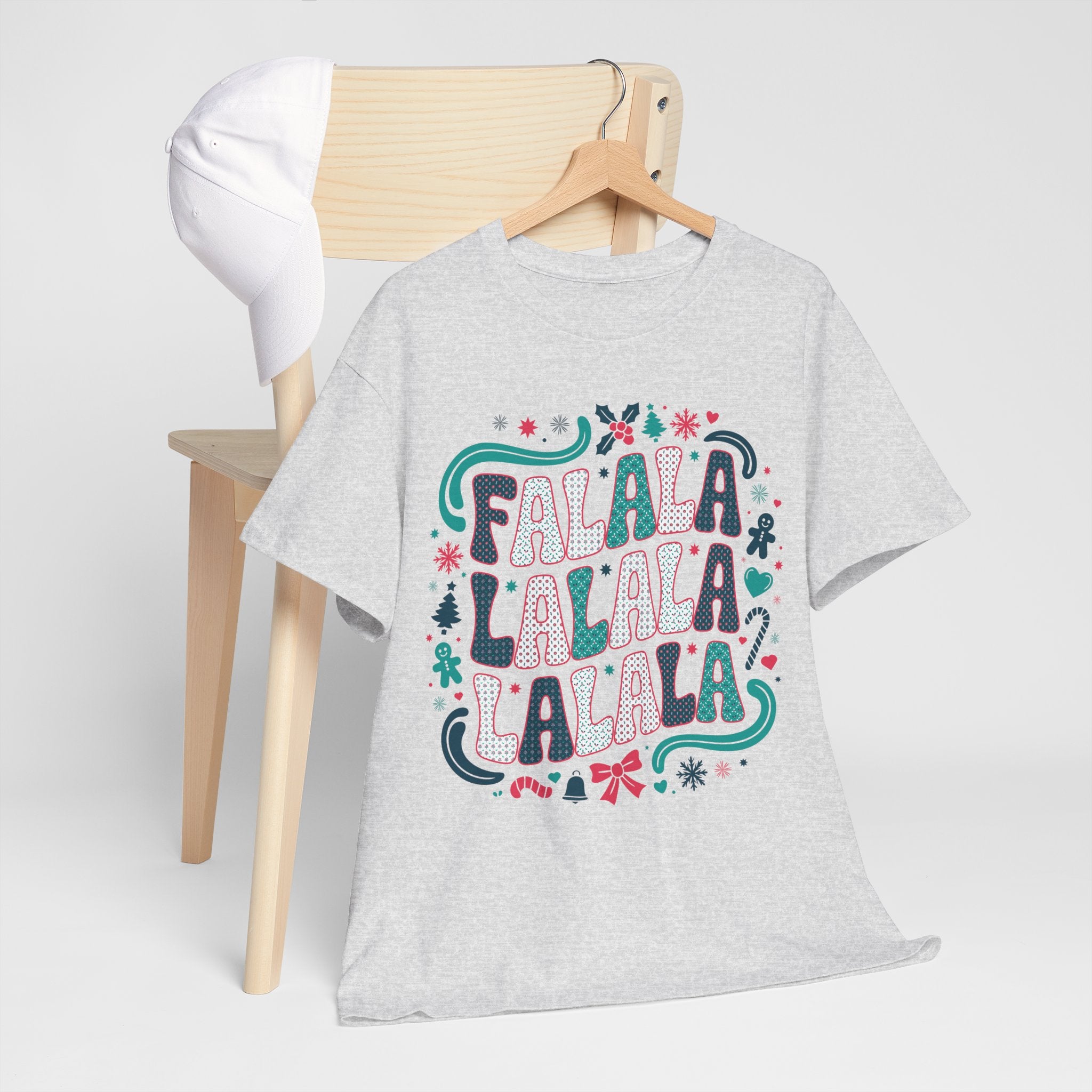 Fa La La La La Christmas T-Shirt — Festive Candy Cane & Gingerbread Holiday Unisex Cotton Tee