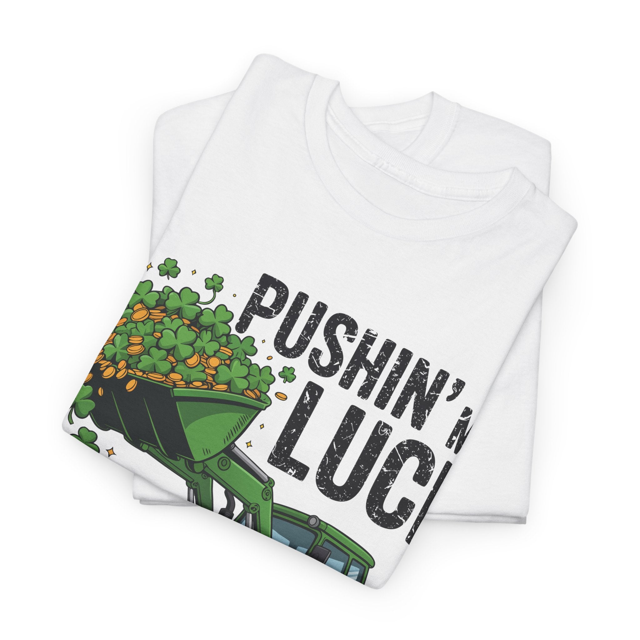 Pushin' My Luck Shamrock Tractor Tee — St. Patrick's Day Unisex Cotton T-Shirt