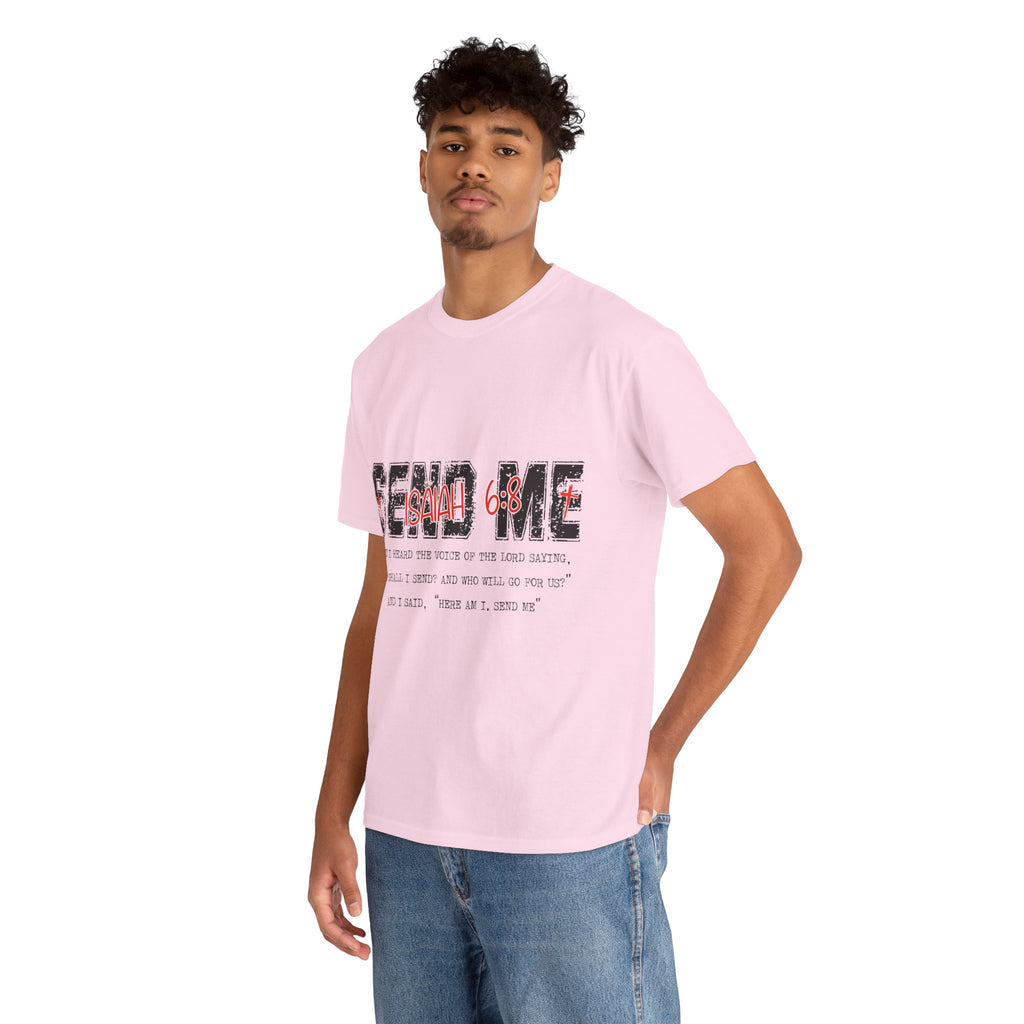 Here I Am Send Me Isaiah 6:8 T-Shirt — Christian Cross Graphic Unisex Cotton Tee