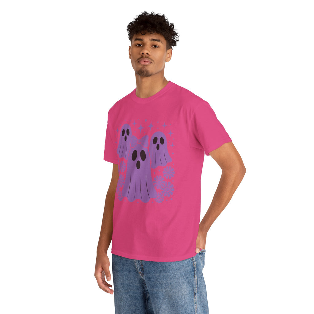 Purple Ghost Halloween Unisex Cotton Tee