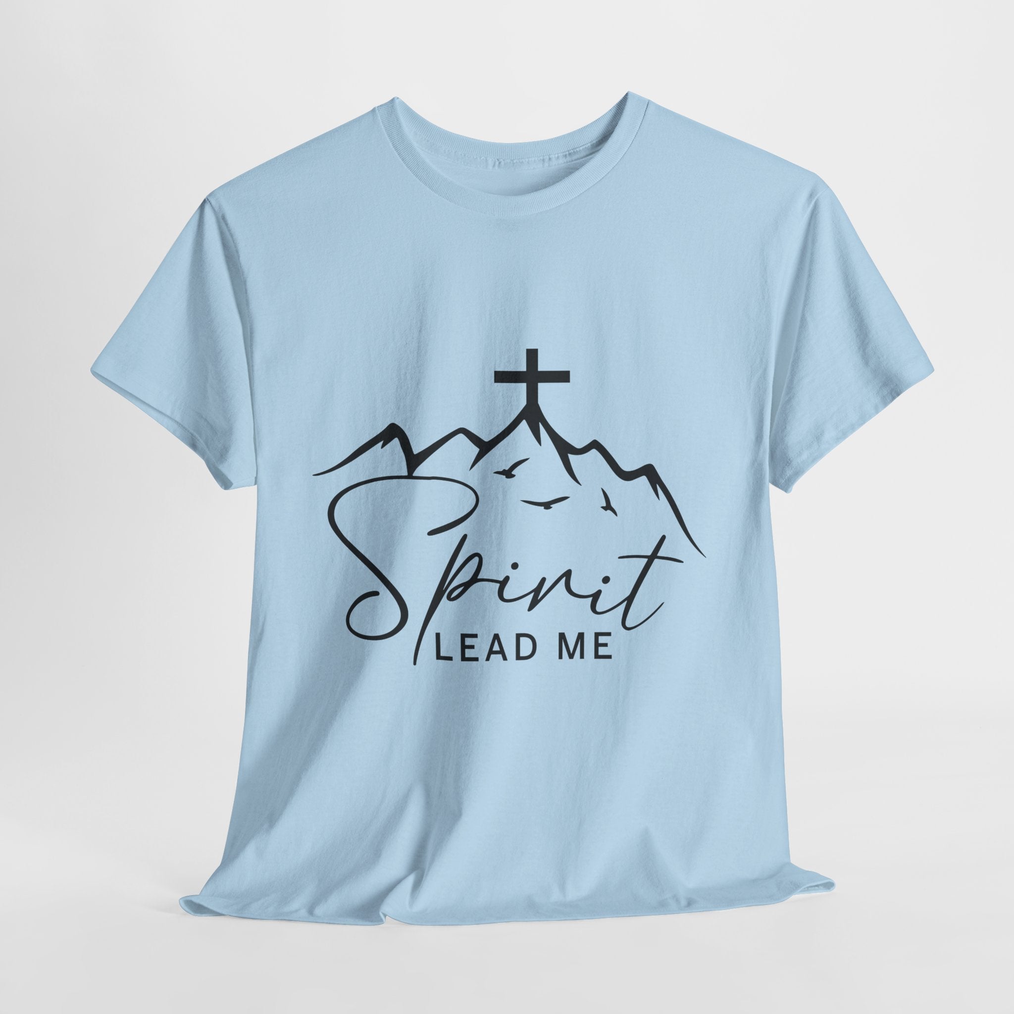 Spirit Lead Me Christian T‑Shirt — Minimalist Cross Unisex Cotton Tee