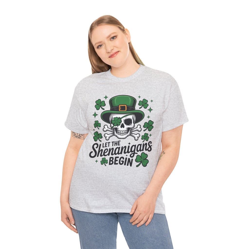 Let the Shenanigans Begin — Leprechaun Skull Unisex Cotton T-Shirt