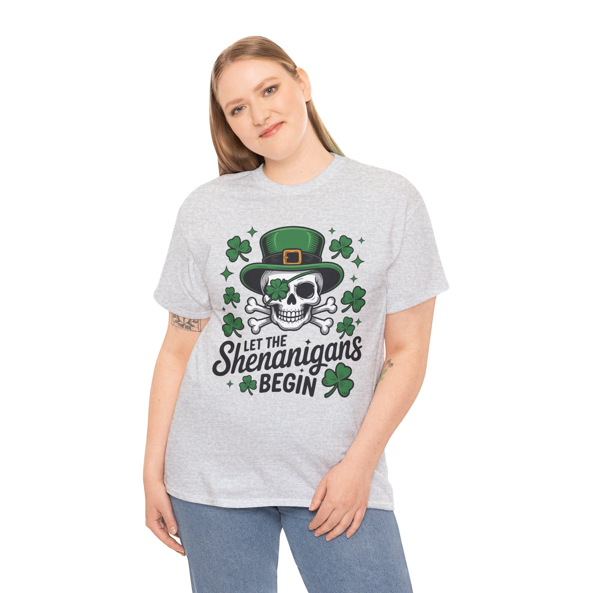 Let the Shenanigans Begin — Leprechaun Skull Unisex Cotton T-Shirt