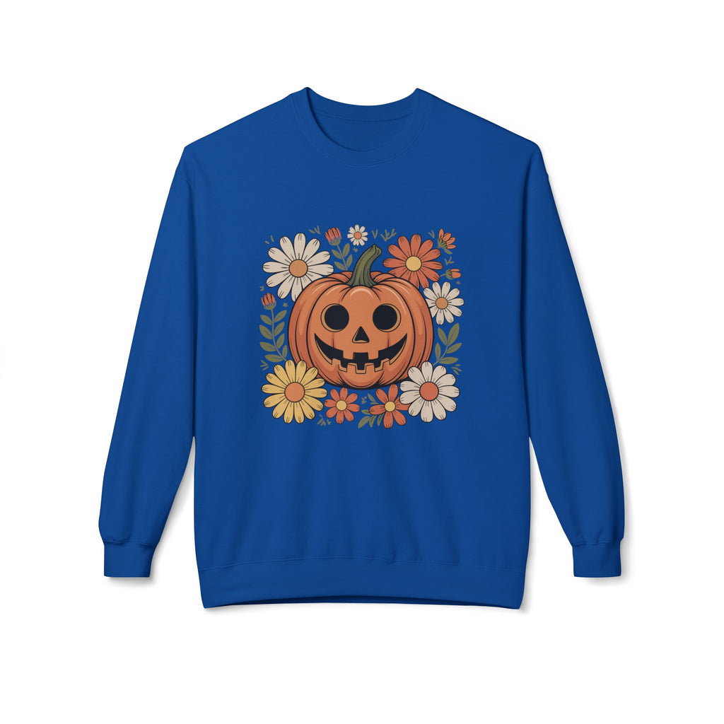 Halloween Pumpkin Floral Crewneck Unisex Sweatshirt