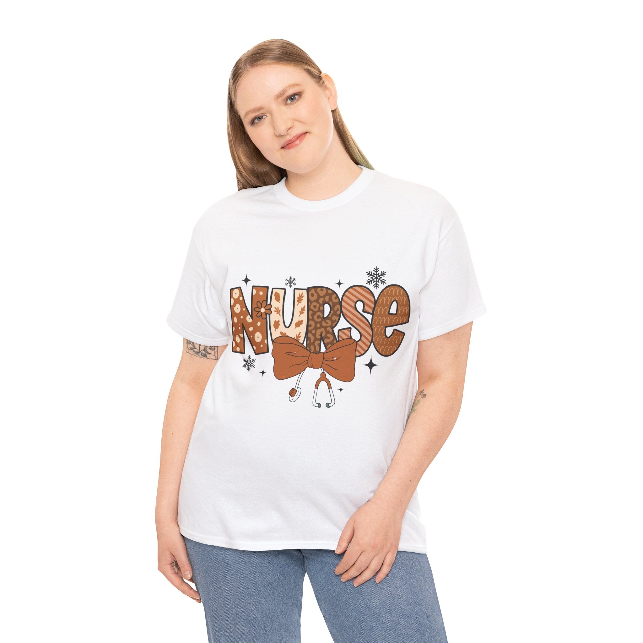 NURSE Fall Stethoscope Tee — Brown Autumn Nurse Unisex CottonT shirt