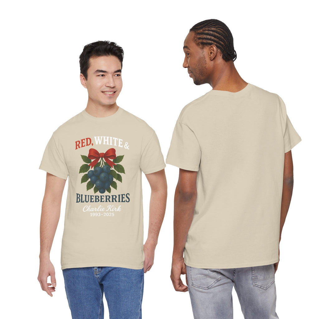 Red, White & Blueberries T-Shirt — Patriotic Blueberry Graphic Unisex Cotton Tee
