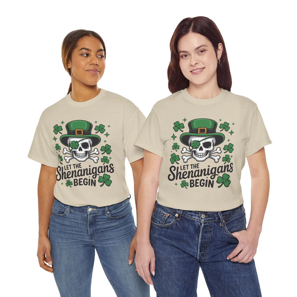 Let the Shenanigans Begin — Leprechaun Skull Unisex Cotton T-Shirt
