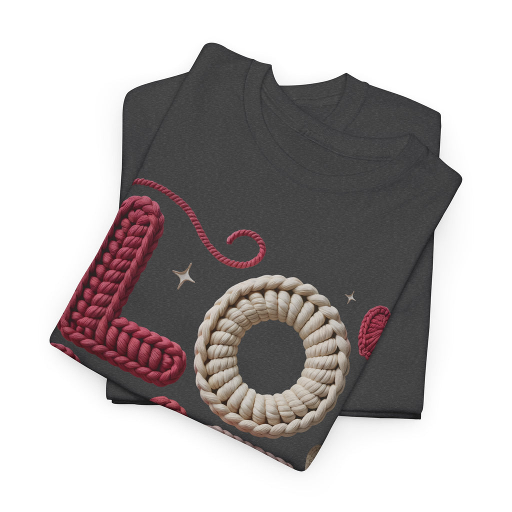 LOVE Faux Yarn Heart Unisex Cotton Tee