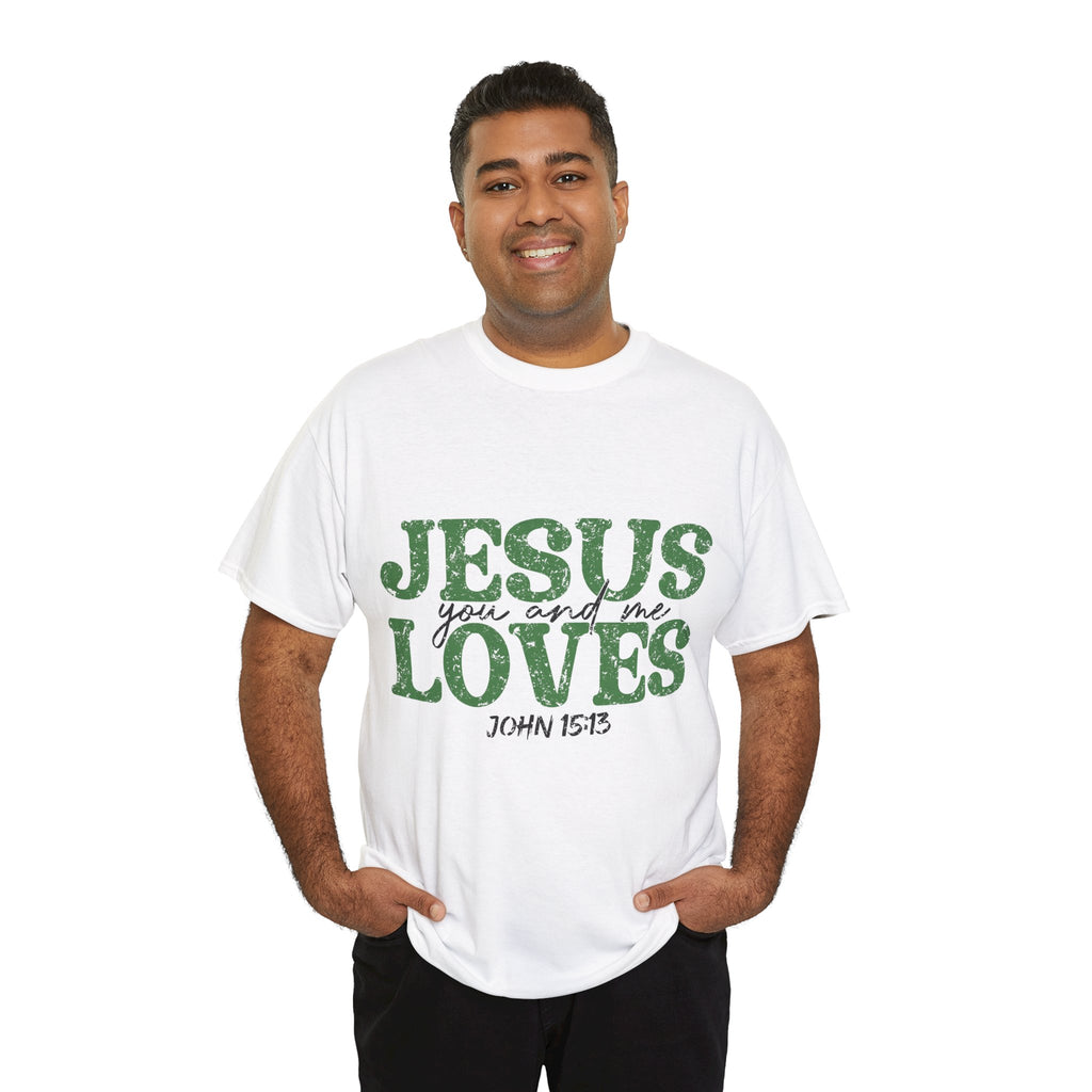 Jesus Loves Vintage Tee — Green Retro Christian Unisex Cotton T-Shirt