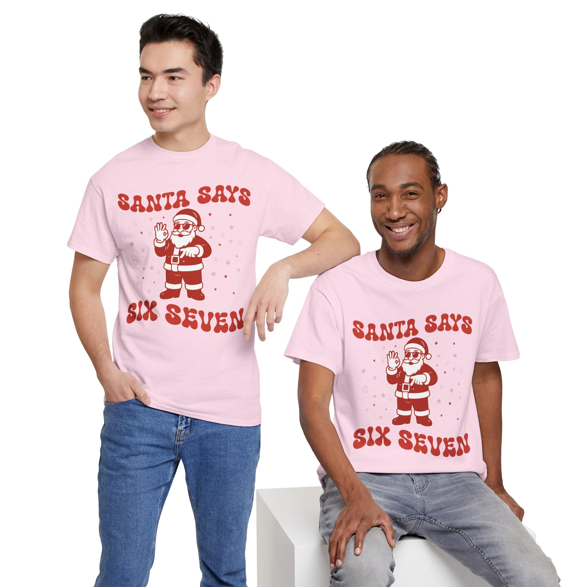 Retro 'Santa Says Six Seven' Christmas Unisex Cotton Tee
