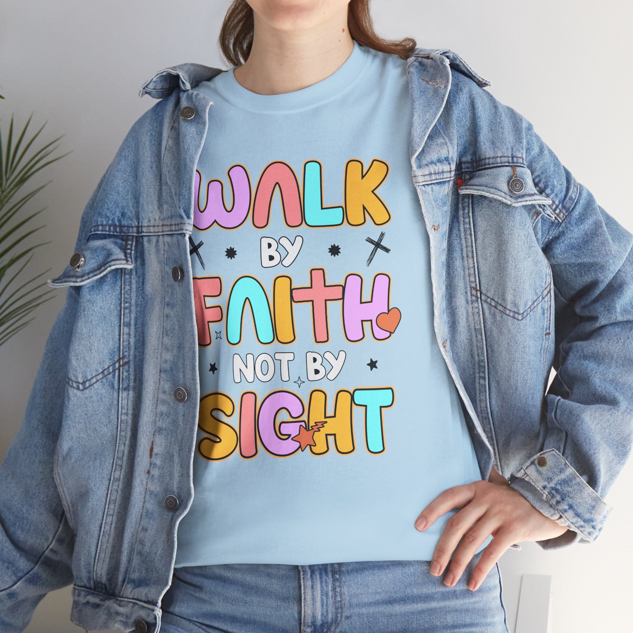 Walk by Faith Not by Sight T-Shirt — Pastel Christian Faith Unisex Cotton Tee