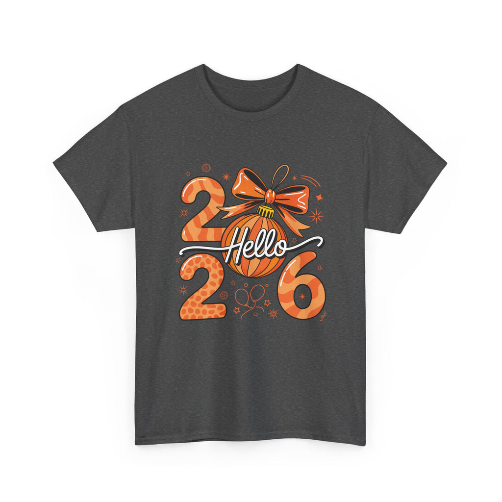 Hello 2026 Christmas Ornament Tee — Festive Orange Holiday Unisex Cotton T-Shirt