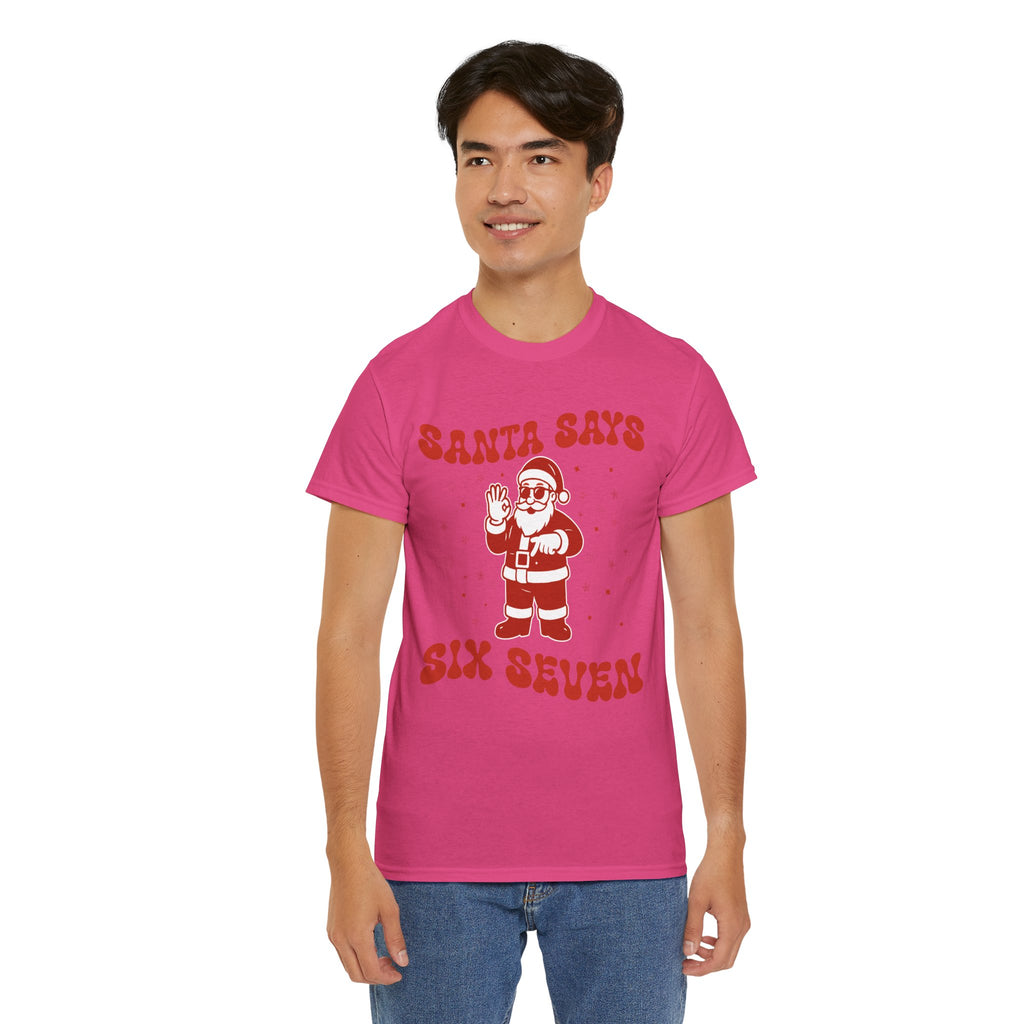 Retro 'Santa Says Six Seven' Christmas Unisex Cotton Tee
