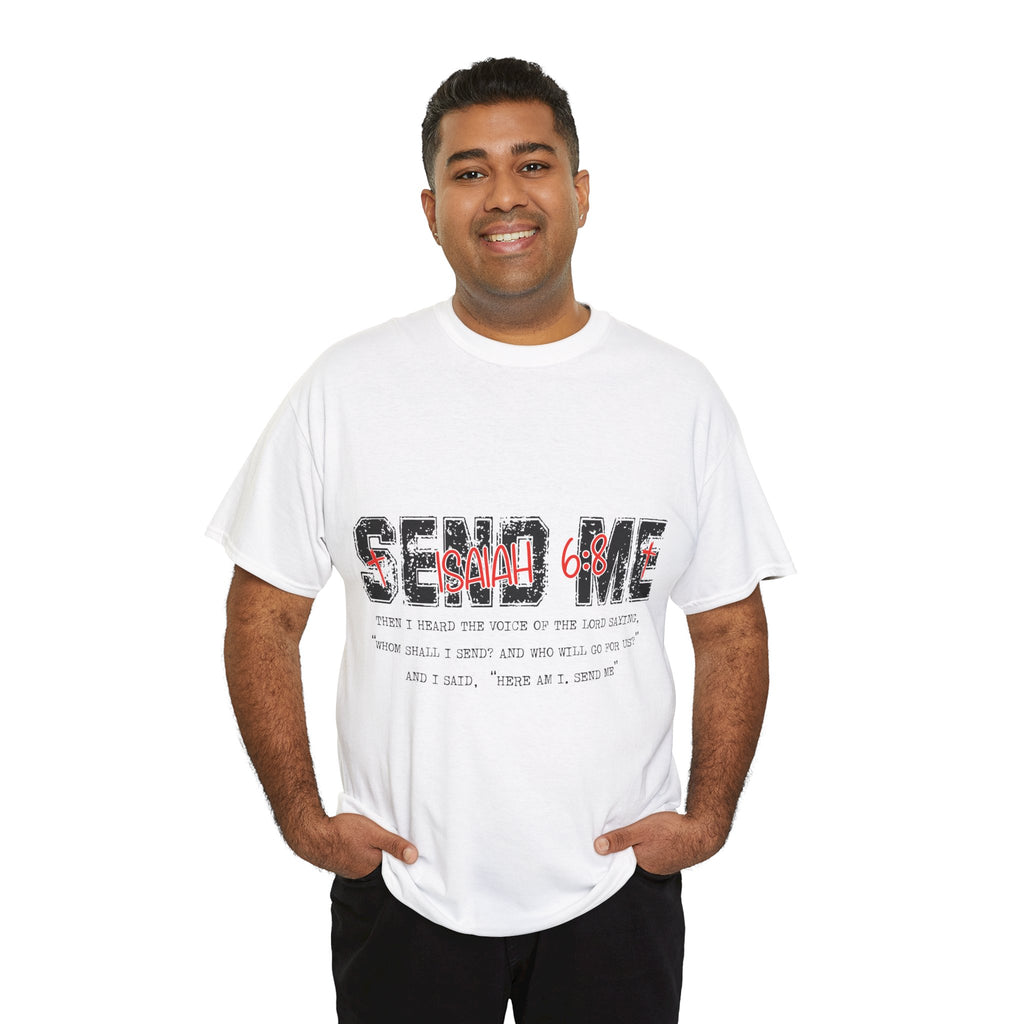 Here I Am Send Me Isaiah 6:8 T-Shirt — Christian Cross Graphic Unisex Cotton Tee