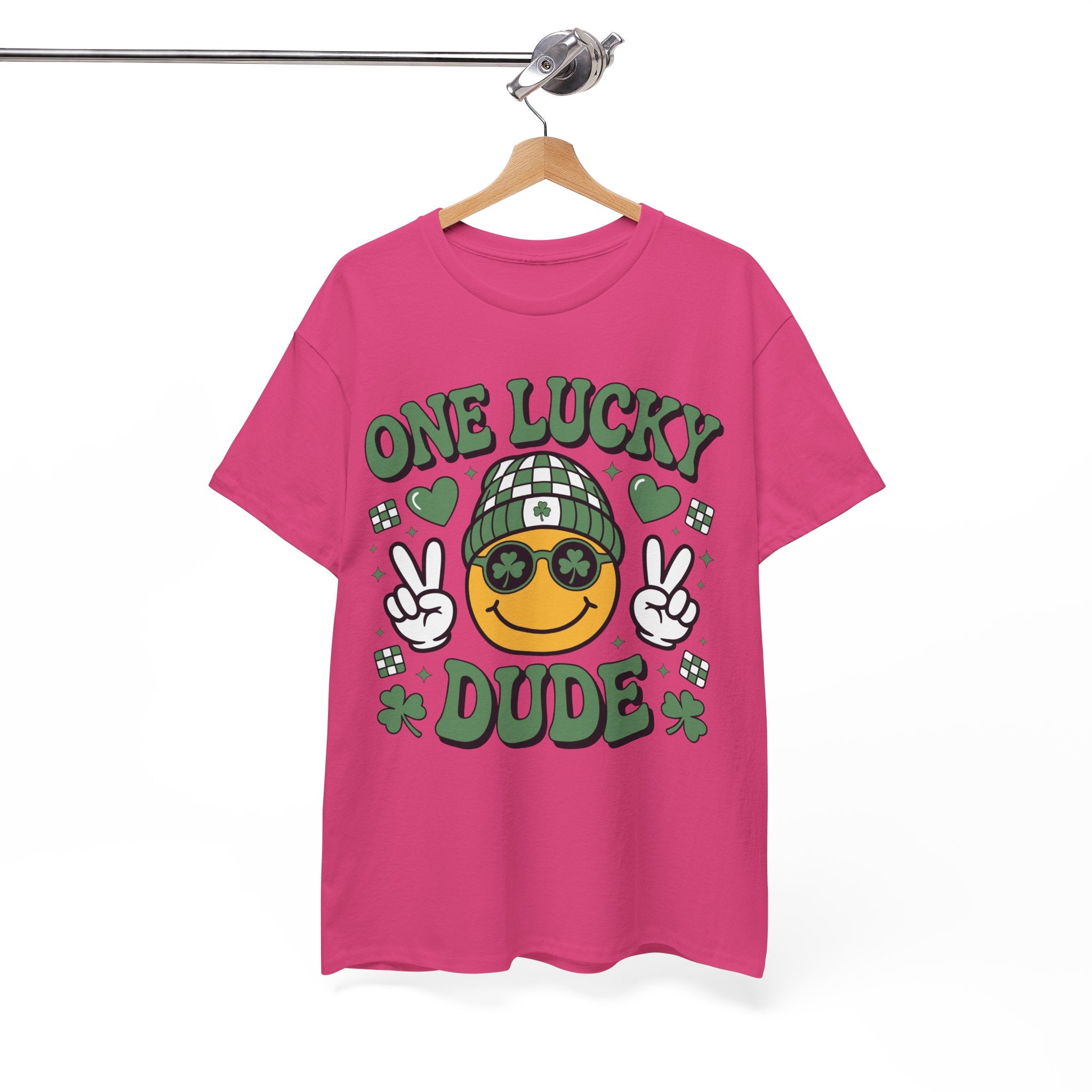 One Lucky Dude Shamrock Tee — St. Patrick's Day Smiley Unisex Cotton Tshirt
