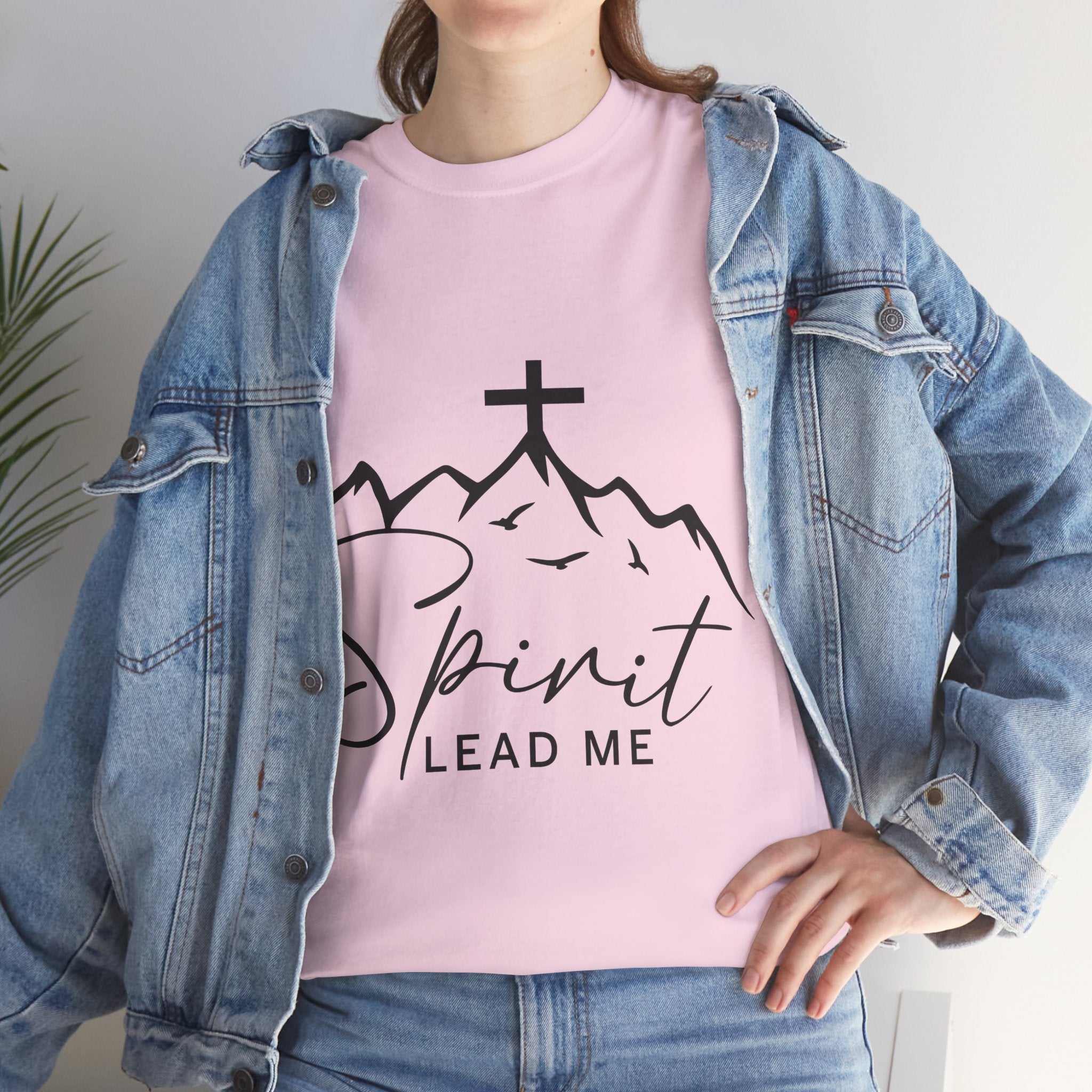 Spirit Lead Me Christian T‑Shirt — Minimalist Cross Unisex Cotton Tee