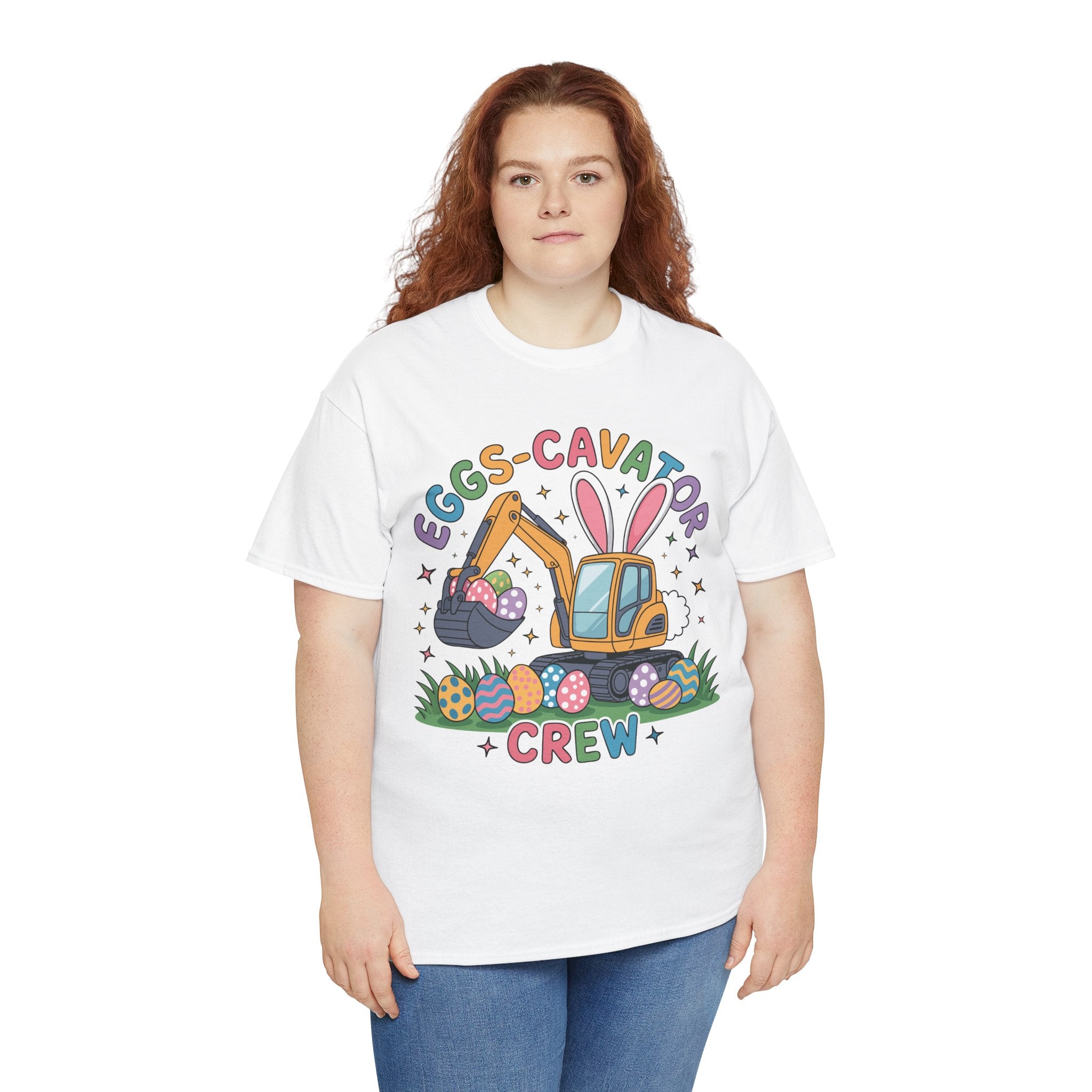 Easter 'Eggs-cavator Crew' Kids Tee — Excavator Bunny & Eggs Unisex Cotton Tee