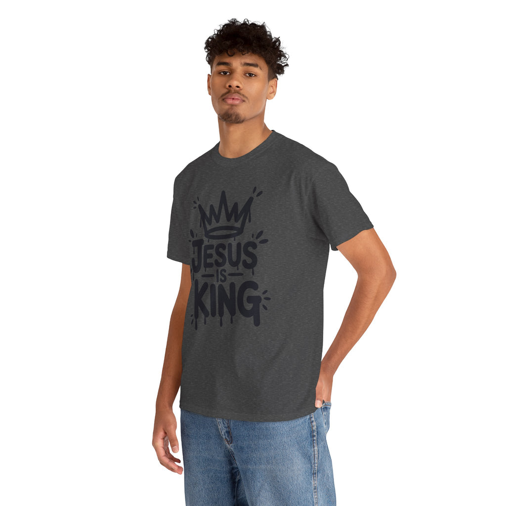 Jesus Is King Crown T-Shirt — Minimalist Christian Unisex Cotton Tee