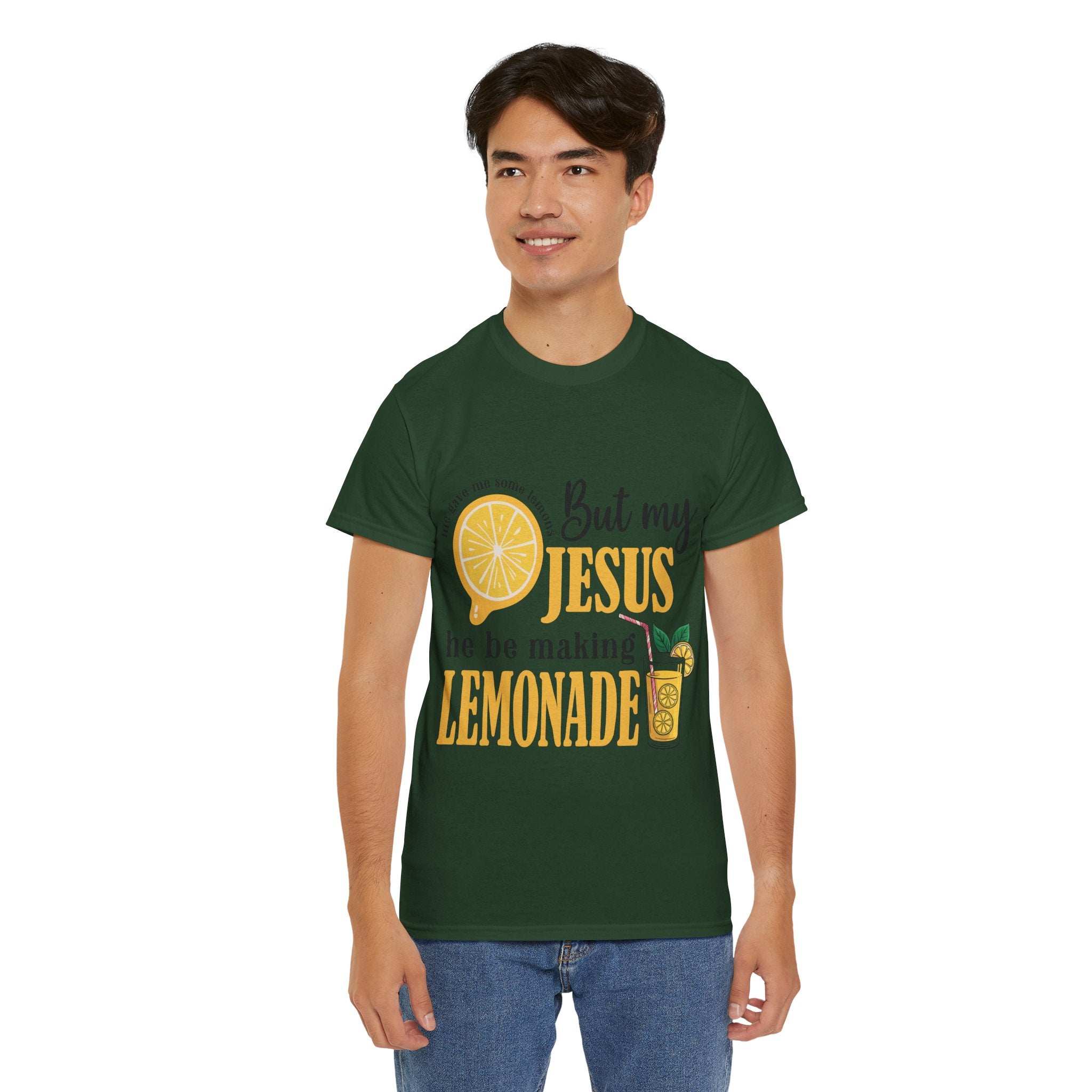 Jesus Lemonade Tee — Lemon Slice & Glass Graphic Christian Unisex Cotton T-Shirt