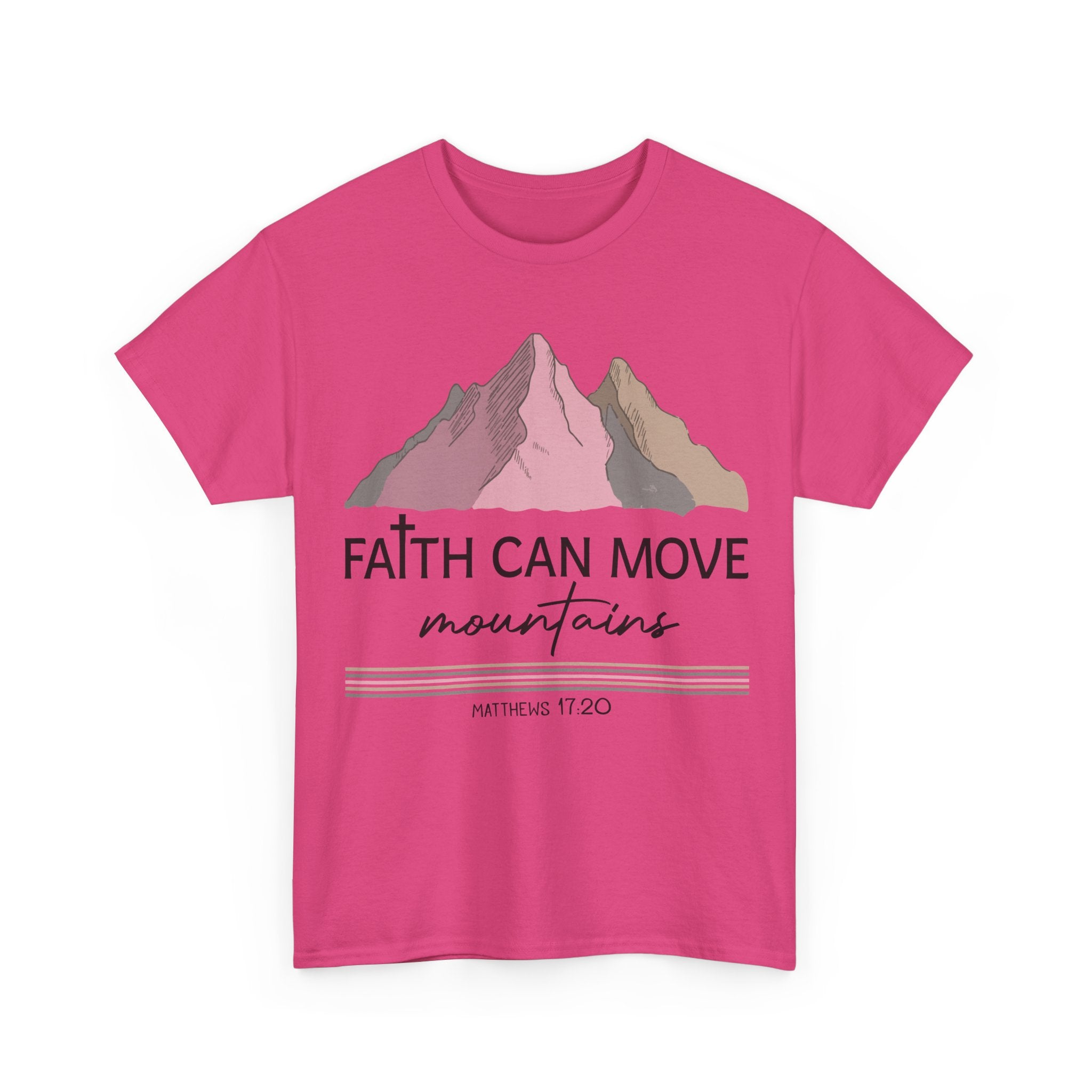Faith Can Move Mountains Mountain Tee — Pastel Inspirational Christian Unisex Cotton T-Shirt