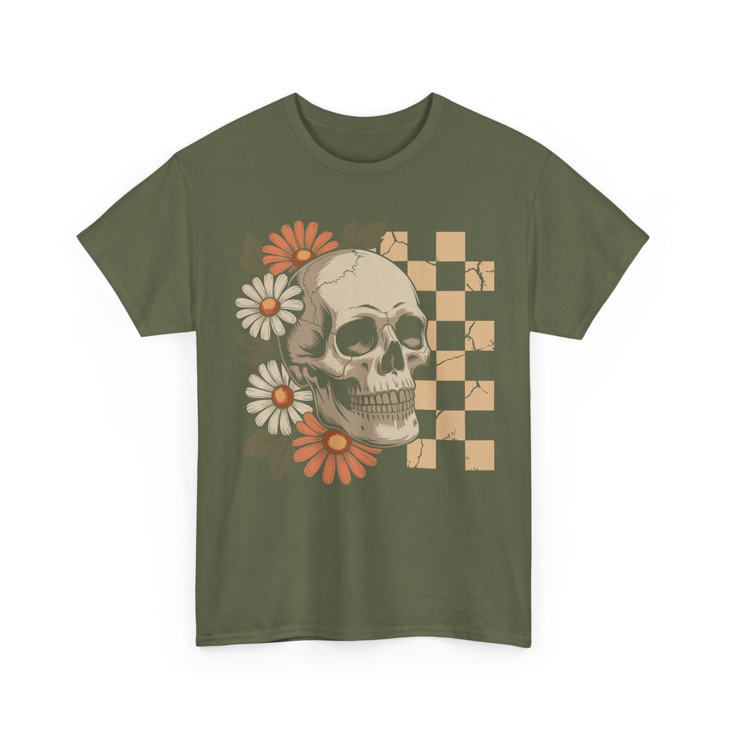 Skull Daisy Unisex Cotton Tshirt
