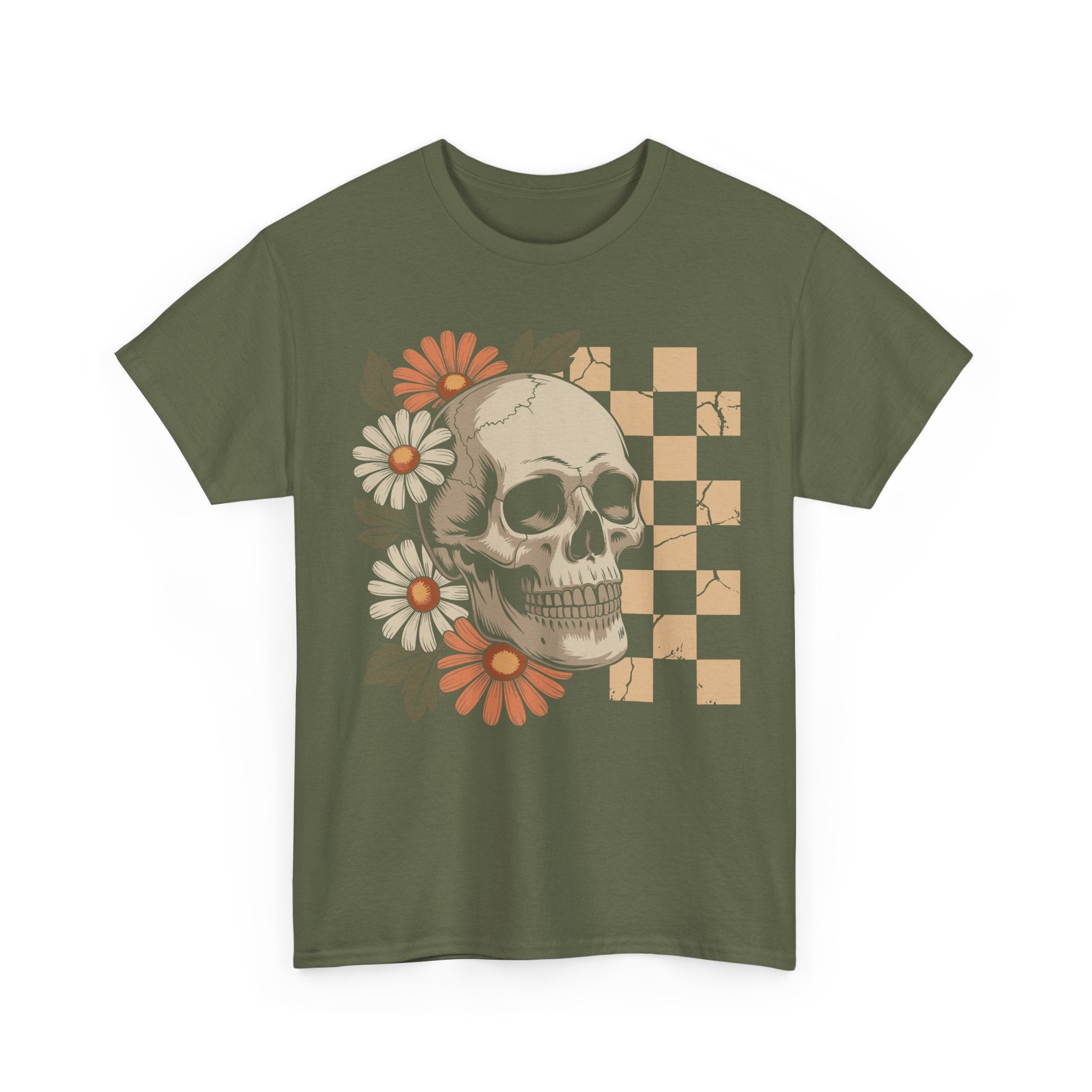 Skull Daisy Unisex Cotton Tshirt