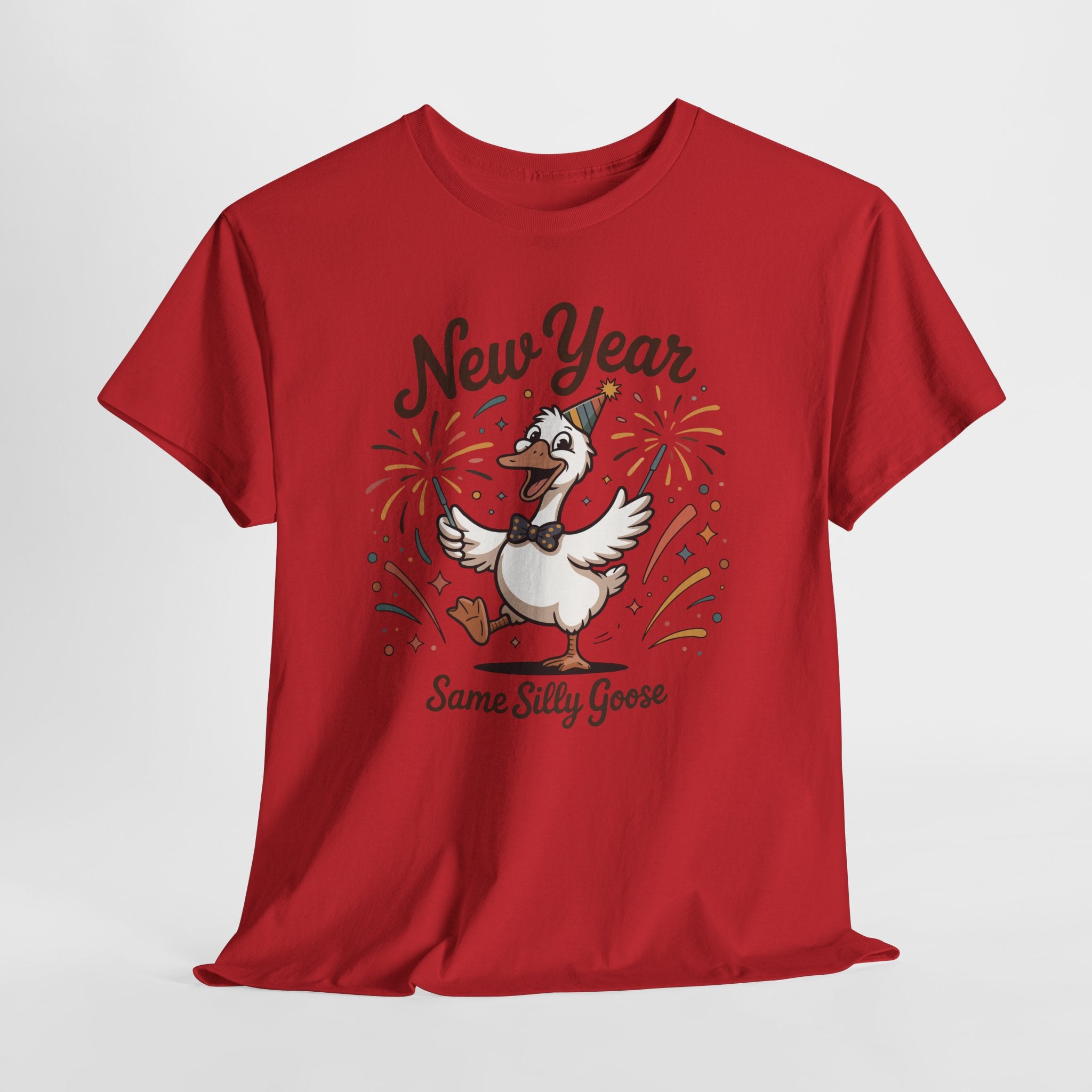 New Year Same Silly Goose T-Shirt — Party Goose Graphic Unisex Cotton Tee