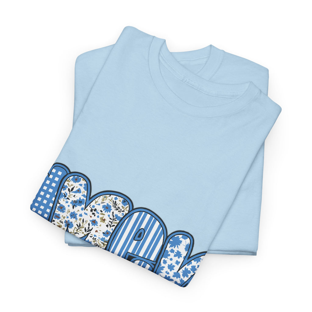 Amen Blue Floral Tee — Decorative Floral Lettering Christian Shirt Unisex Cotton Tee