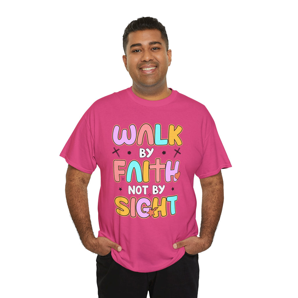 Walk by Faith Not by Sight T-Shirt — Pastel Christian Faith Unisex Cotton Tee