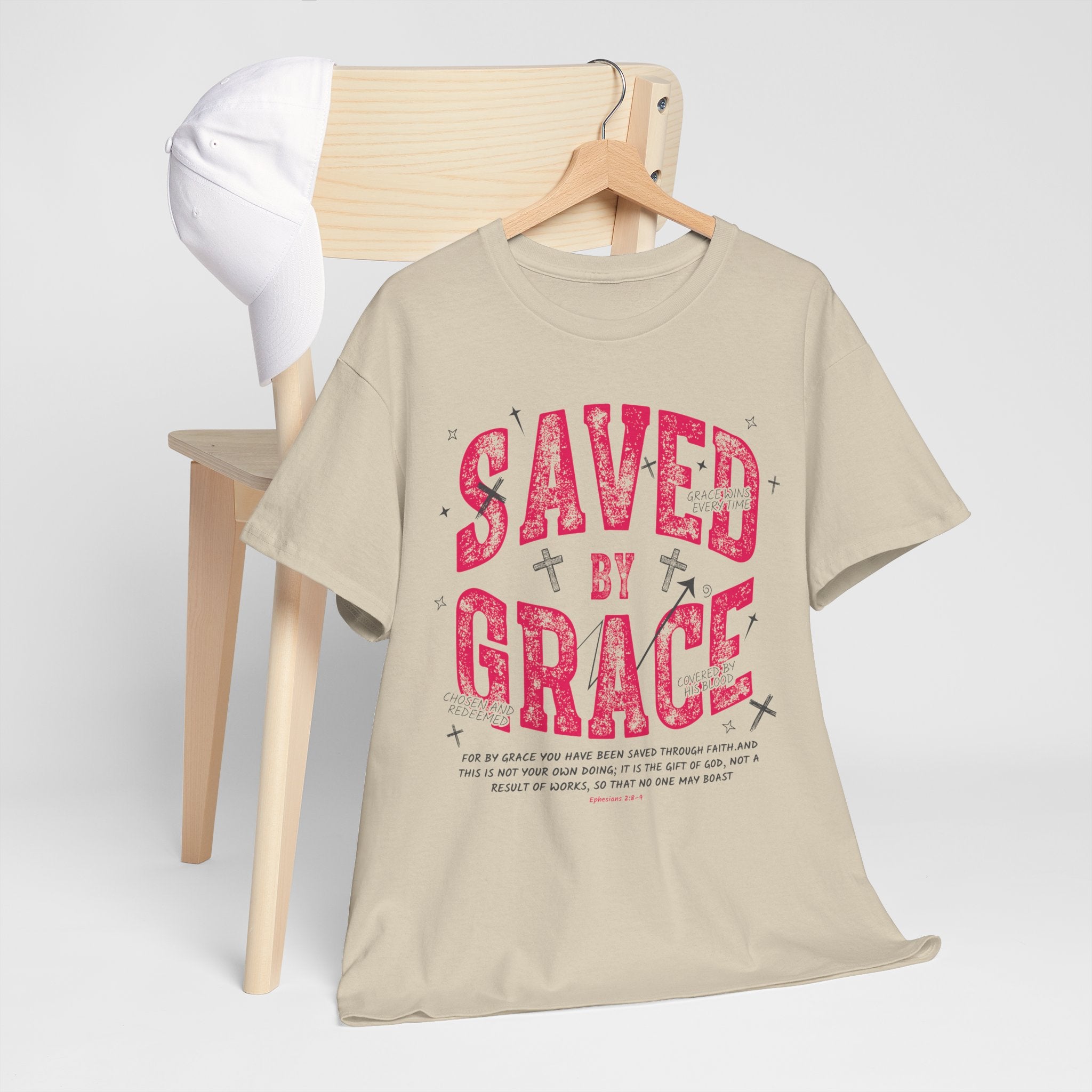 Saved by Grace Ephesians 2:8-9 Unisex Cotton T-Shirt