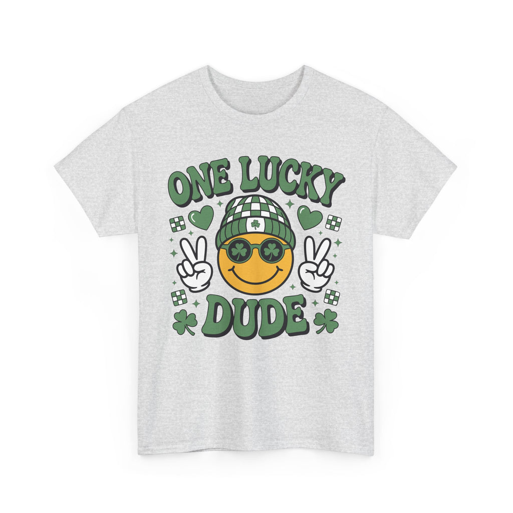 One Lucky Dude Shamrock Tee — St. Patrick's Day Smiley Unisex Cotton Tshirt