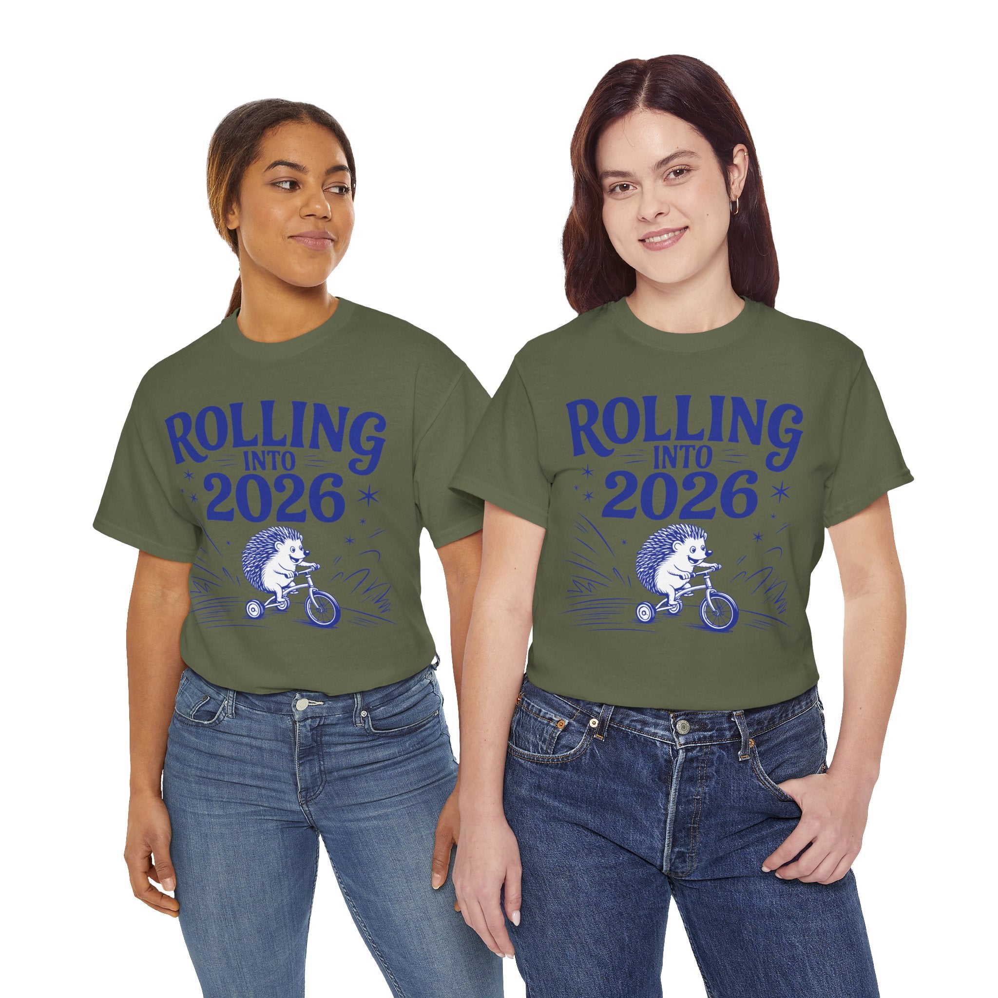 Rolling Into 2026 Hedgehog Tricycle Unisex Cotton Tee