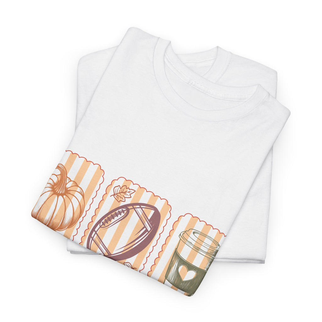 Tis the Season Pumpkin, Football & Coffee Fall Unisex Cotton T-Shirt